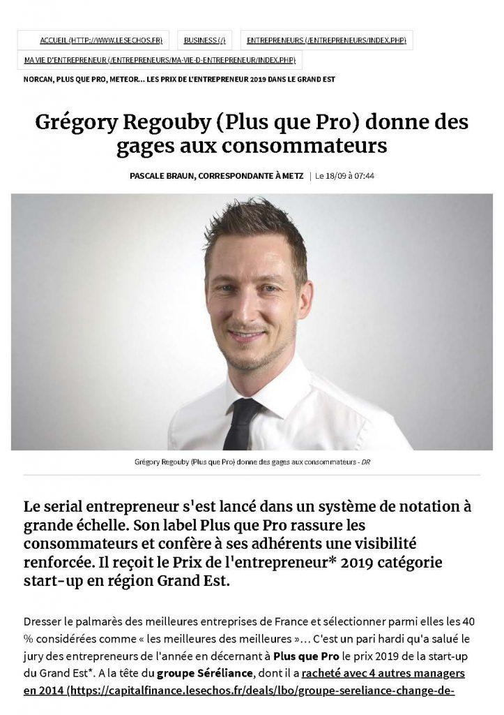 Article Grégory Regouby Les Echos Entrepreneurs